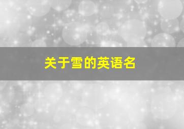 关于雪的英语名