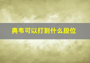 典韦可以打到什么段位