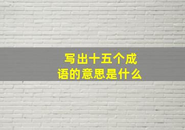 写出十五个成语的意思是什么