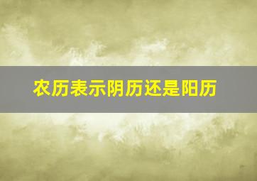 农历表示阴历还是阳历