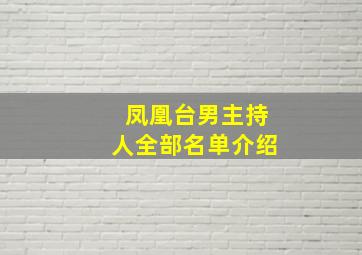 凤凰台男主持人全部名单介绍