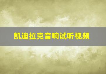 凯迪拉克音响试听视频