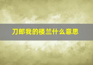 刀郎我的楼兰什么意思