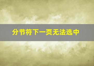 分节符下一页无法选中