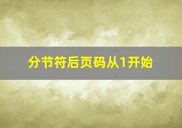 分节符后页码从1开始