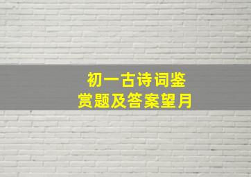 初一古诗词鉴赏题及答案望月