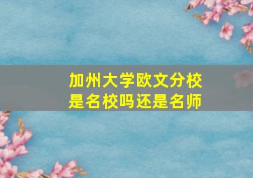 加州大学欧文分校是名校吗还是名师