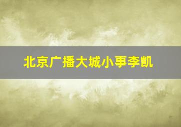 北京广播大城小事李凯