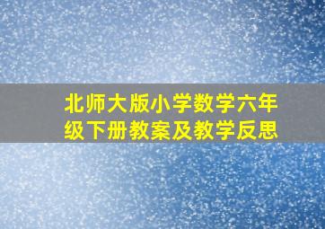 北师大版小学数学六年级下册教案及教学反思