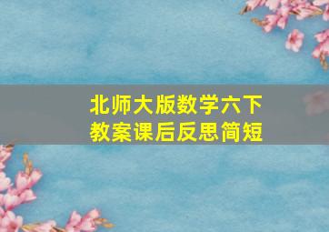 北师大版数学六下教案课后反思简短