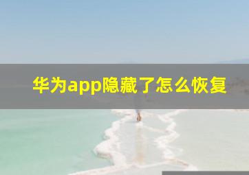 华为app隐藏了怎么恢复