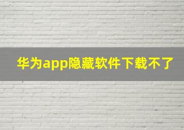 华为app隐藏软件下载不了