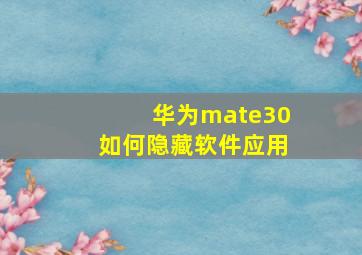 华为mate30如何隐藏软件应用