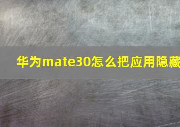 华为mate30怎么把应用隐藏