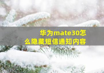 华为mate30怎么隐藏短信通知内容