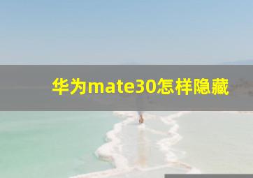 华为mate30怎样隐藏