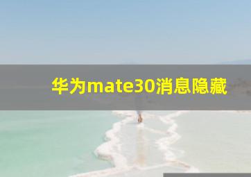 华为mate30消息隐藏