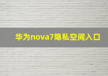 华为nova7隐私空间入口