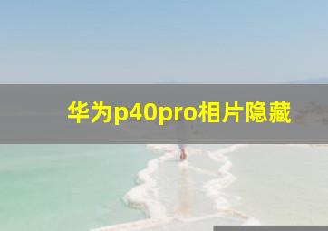 华为p40pro相片隐藏