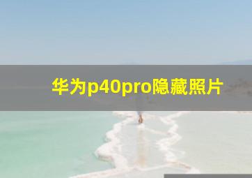 华为p40pro隐藏照片