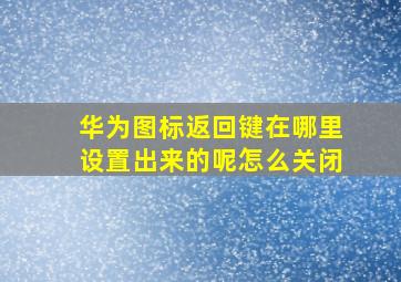 华为图标返回键在哪里设置出来的呢怎么关闭