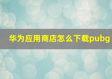 华为应用商店怎么下载pubg