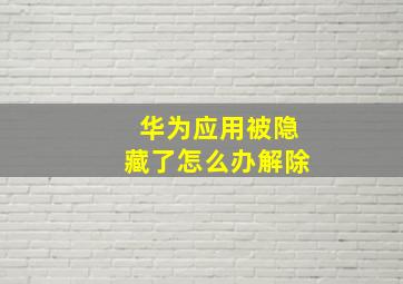 华为应用被隐藏了怎么办解除