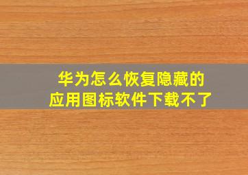 华为怎么恢复隐藏的应用图标软件下载不了