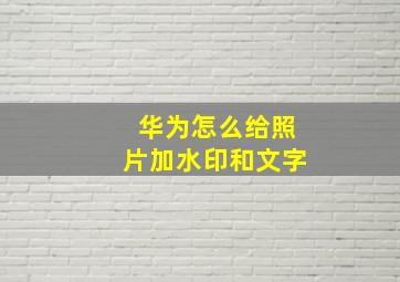 华为怎么给照片加水印和文字