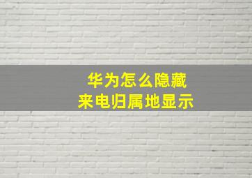 华为怎么隐藏来电归属地显示