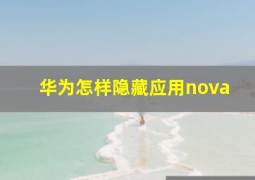 华为怎样隐藏应用nova