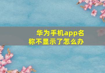 华为手机app名称不显示了怎么办