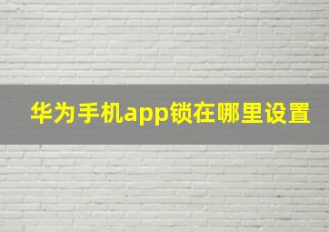 华为手机app锁在哪里设置