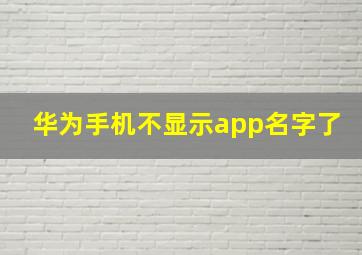 华为手机不显示app名字了