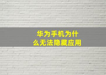 华为手机为什么无法隐藏应用