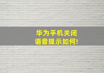 华为手机关闭语音提示如何!