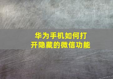 华为手机如何打开隐藏的微信功能