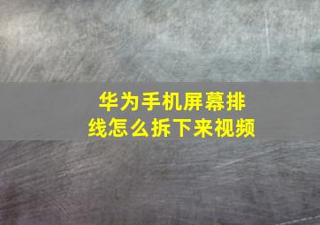 华为手机屏幕排线怎么拆下来视频