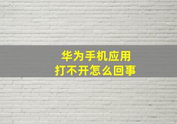 华为手机应用打不开怎么回事