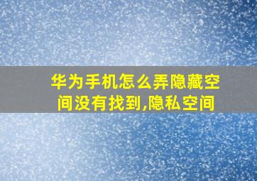 华为手机怎么弄隐藏空间没有找到,隐私空间