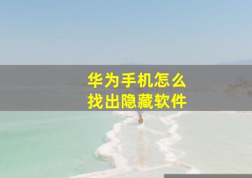 华为手机怎么找出隐藏软件