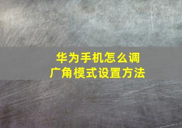 华为手机怎么调广角模式设置方法