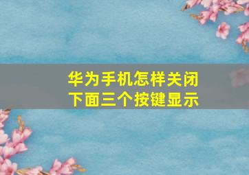 华为手机怎样关闭下面三个按键显示