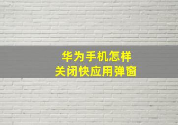 华为手机怎样关闭快应用弹窗