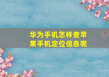 华为手机怎样查苹果手机定位信息呢