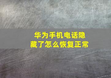 华为手机电话隐藏了怎么恢复正常