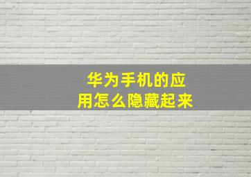 华为手机的应用怎么隐藏起来