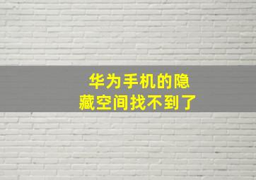 华为手机的隐藏空间找不到了