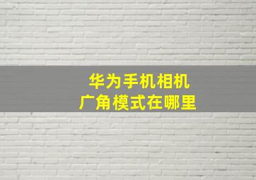 华为手机相机广角模式在哪里