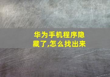 华为手机程序隐藏了,怎么找出来